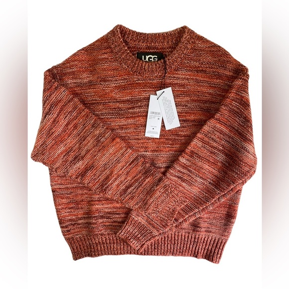 UGG Medium Sweater Avianna Striped Wool Blend Sweater crewneck Salmon Pink NWT - Picture 4 of 13